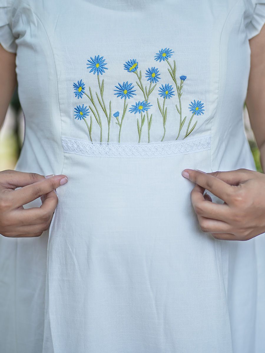 Maternity sleeveless Dress Emfi White - B