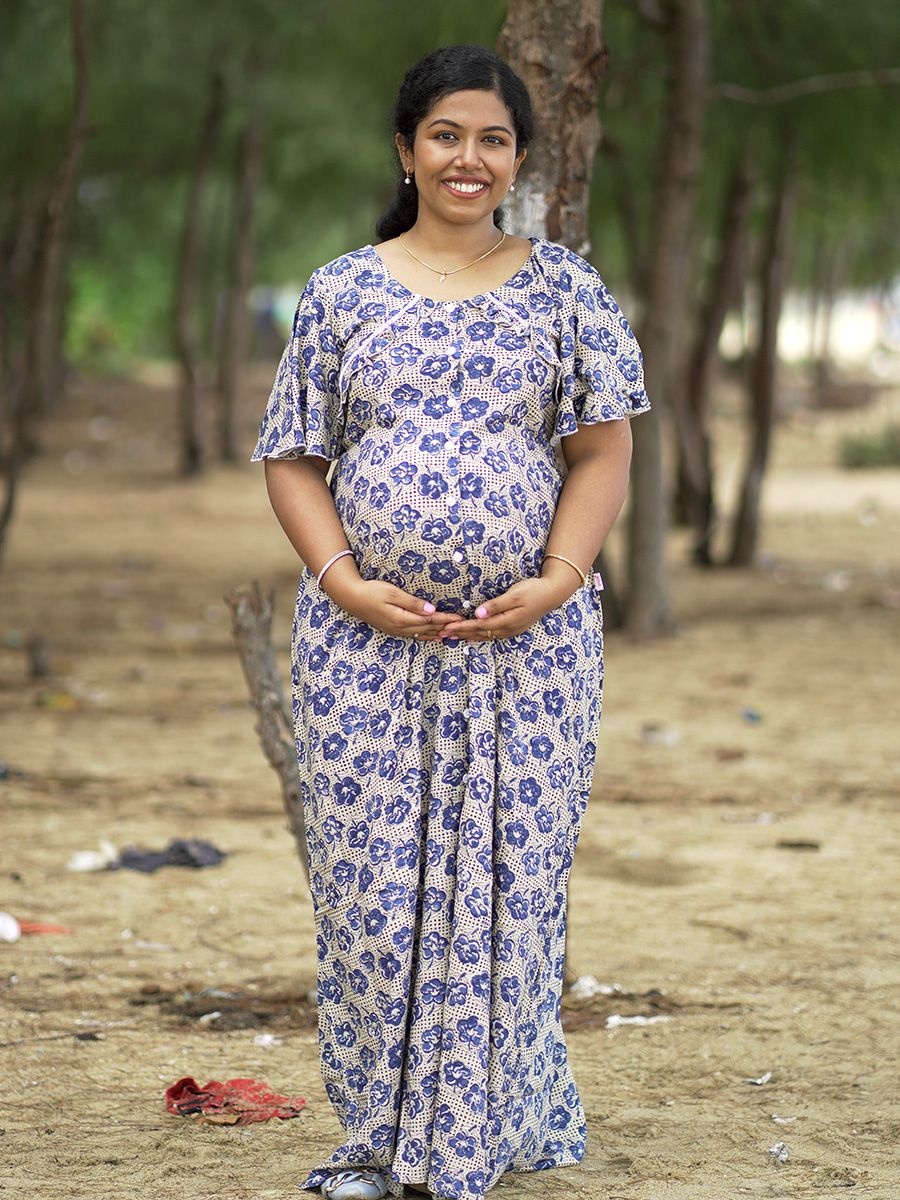 Maternity Full Night Gown- Tihu Cream