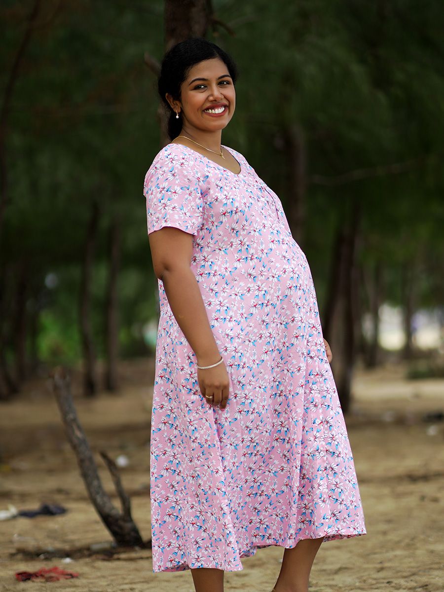 Maternity Short Night Gown Shawn- Pink