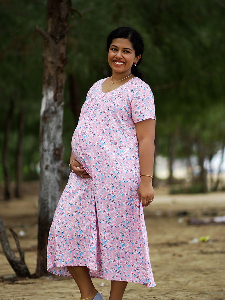 Maternity Short Night Gown Shawn- Pink