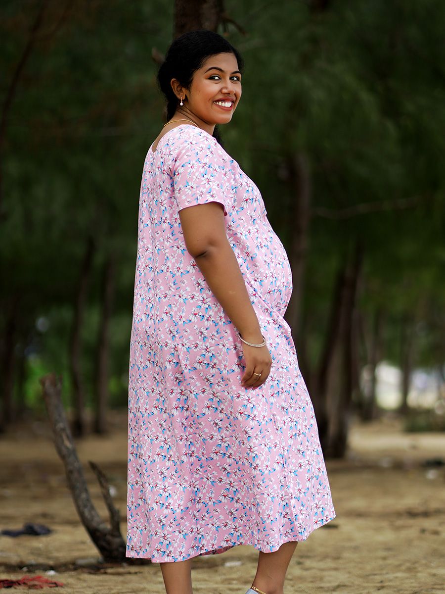 Maternity Short Night Gown Shawn- Pink