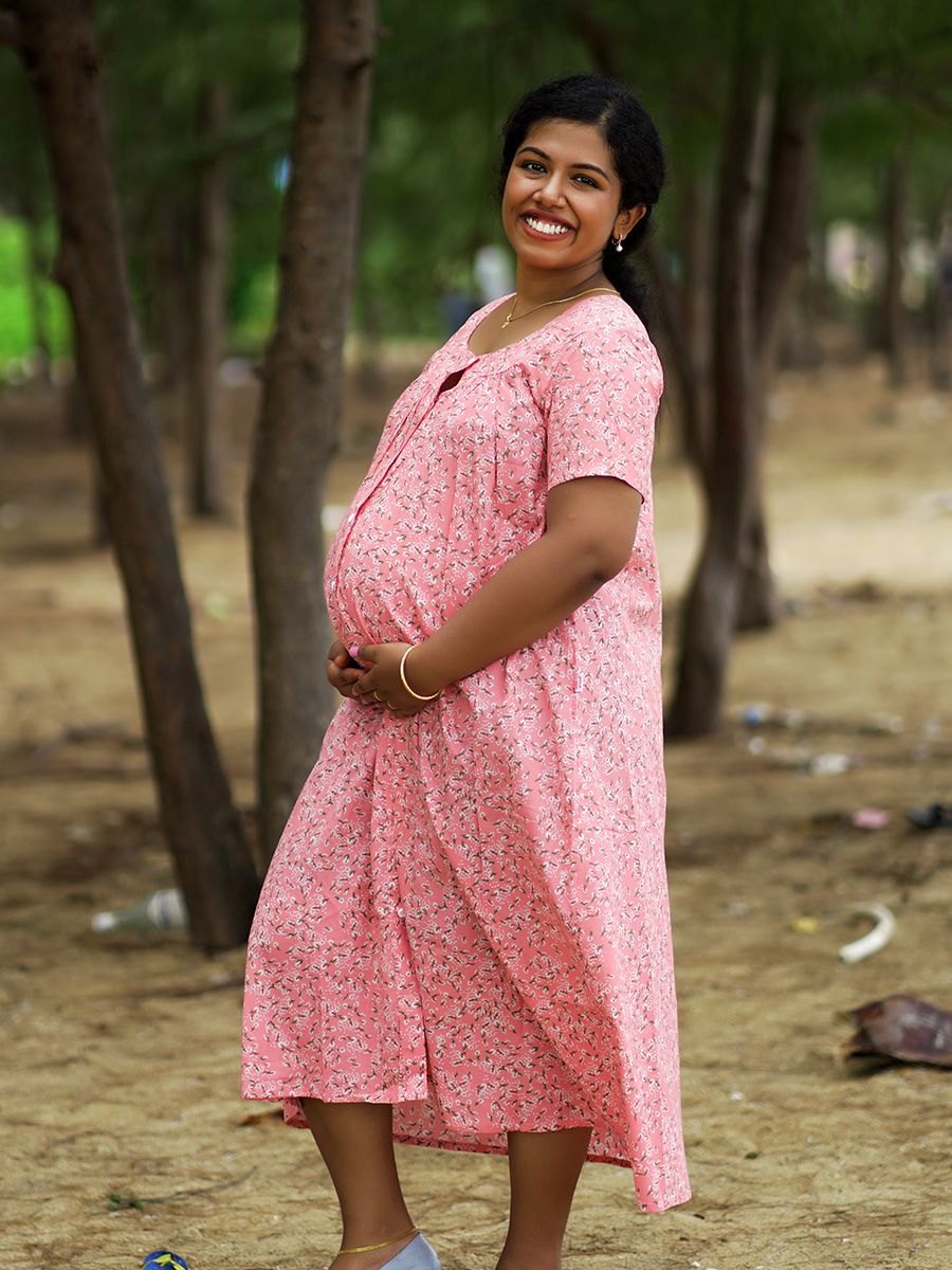 Maternity Short Night Gown Shawn- Peach