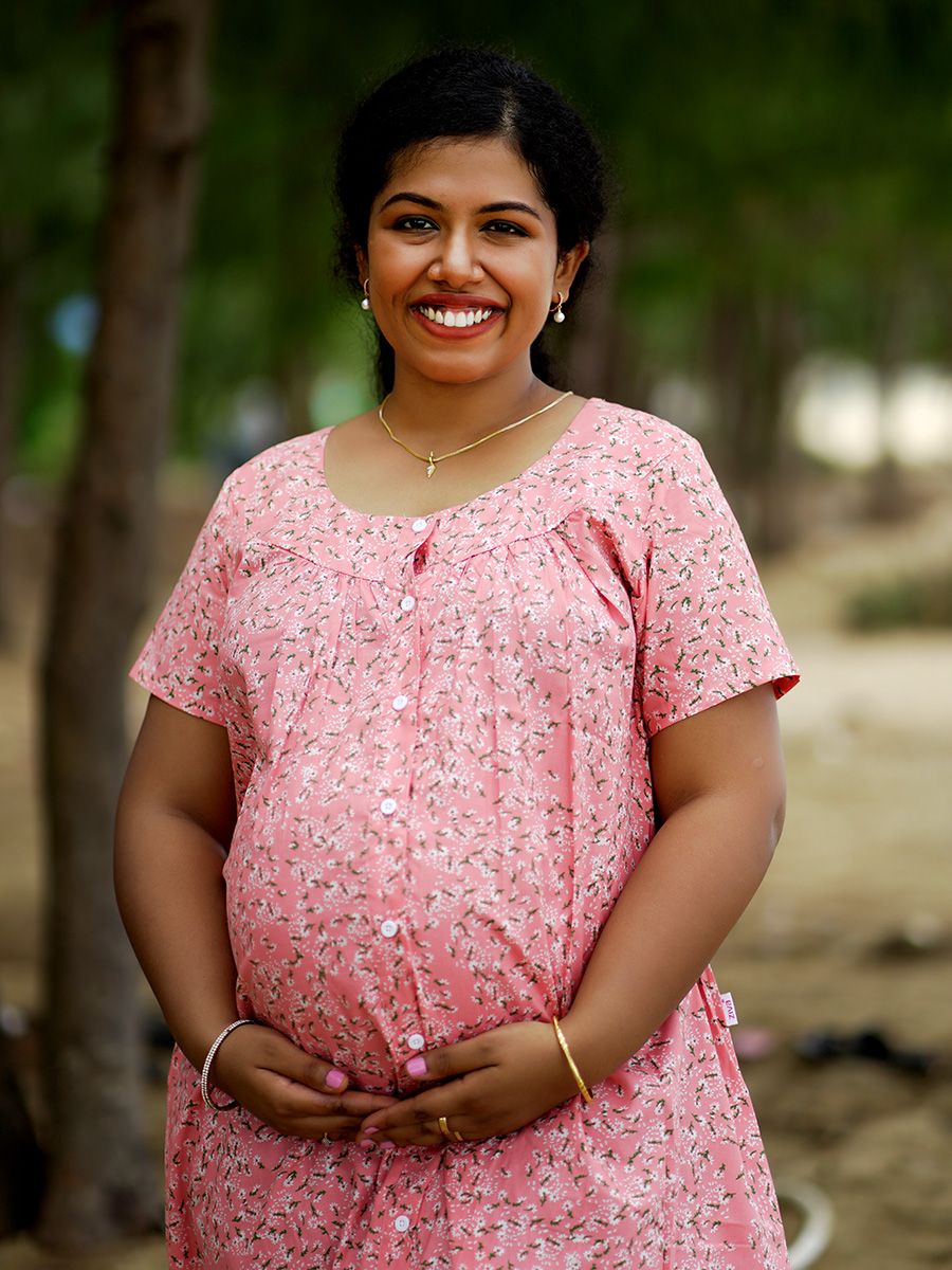 Maternity Short Night Gown Shawn- Peach