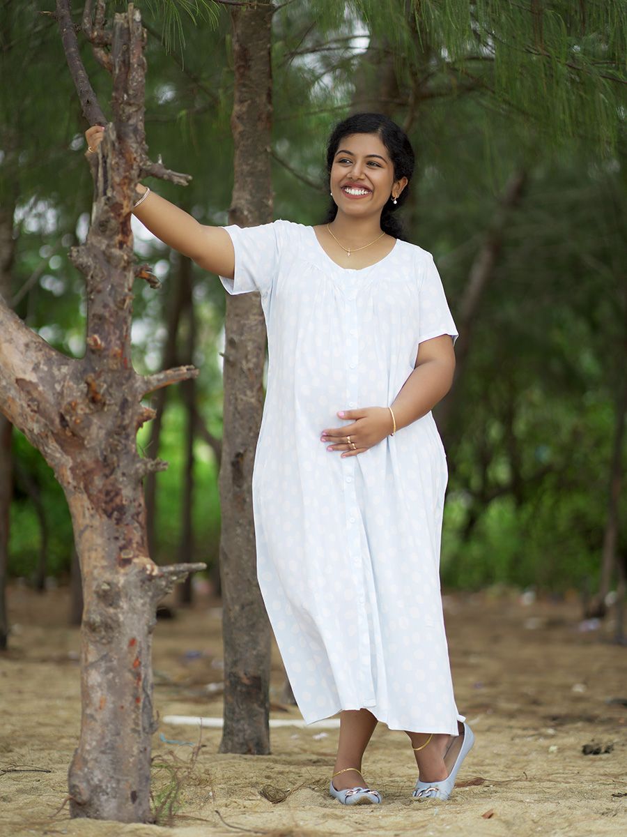 Maternity Short Night Gown Shawn- Blue