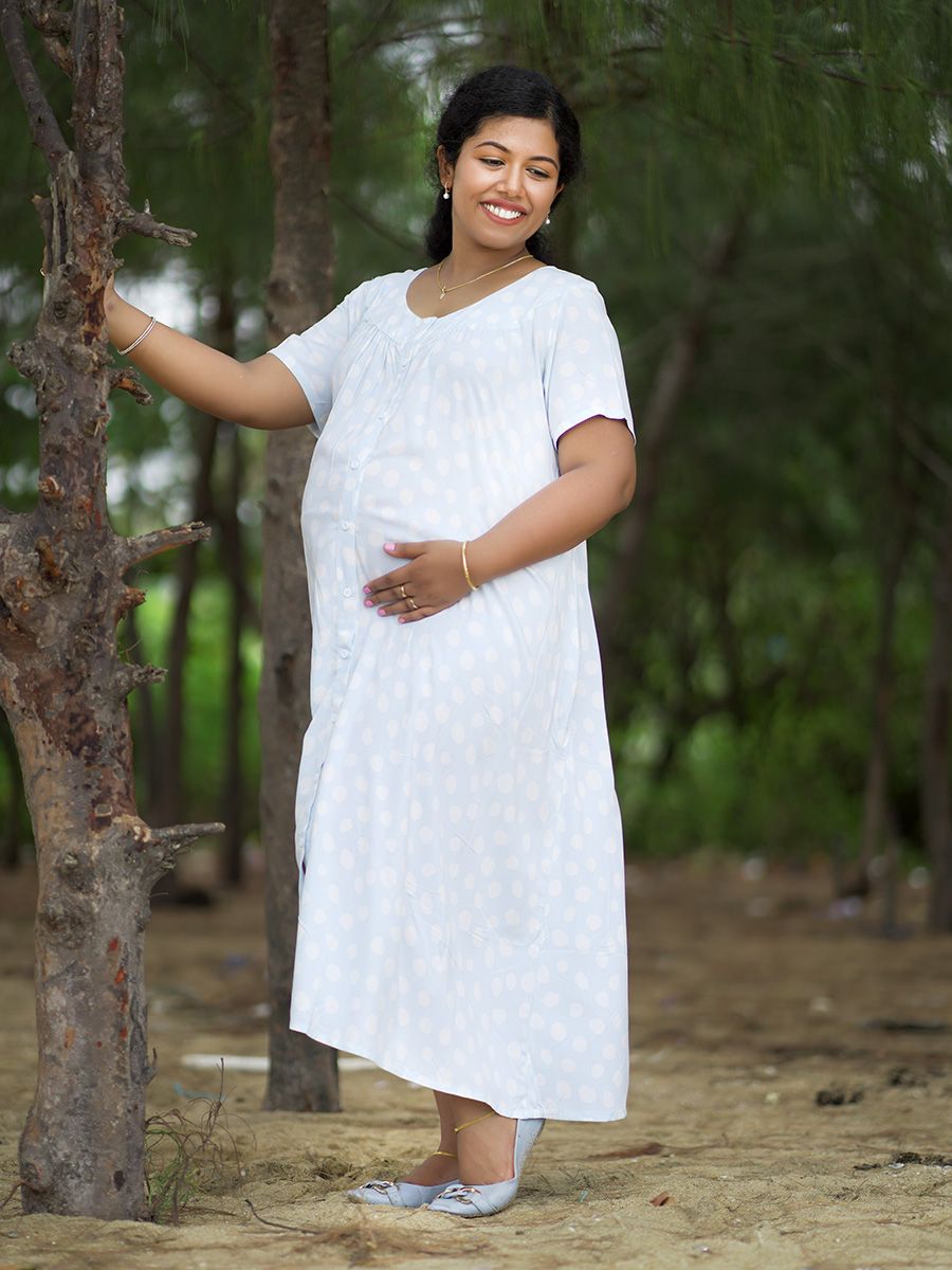 Maternity Short Night Gown Shawn- Blue