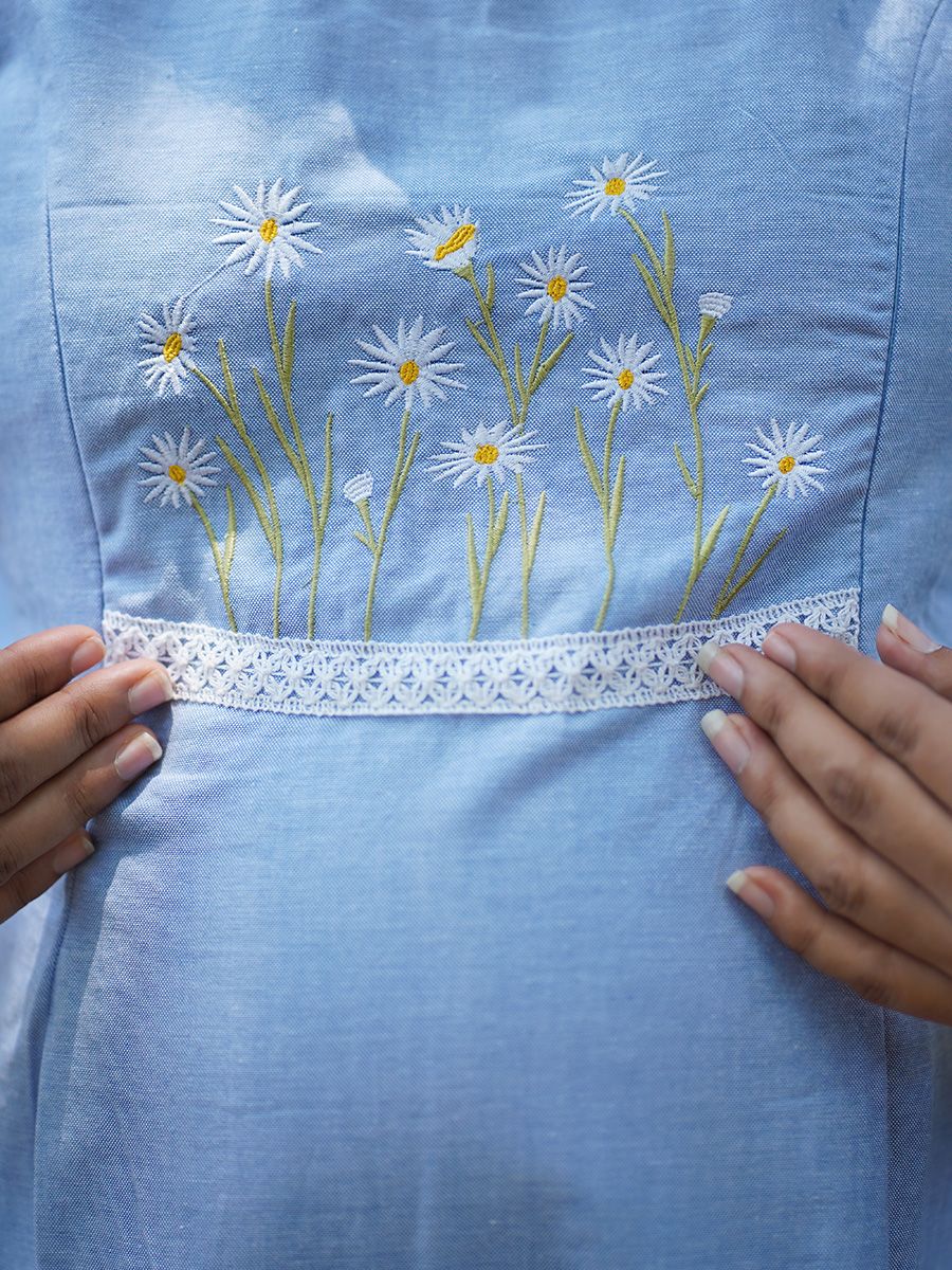 Maternity sleeveless Dress Emfi Blue