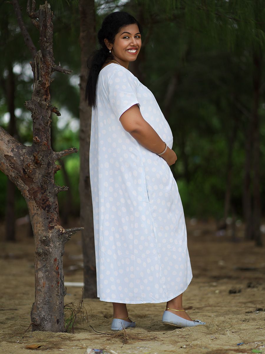 Maternity Short Night Gown Shawn- Blue
