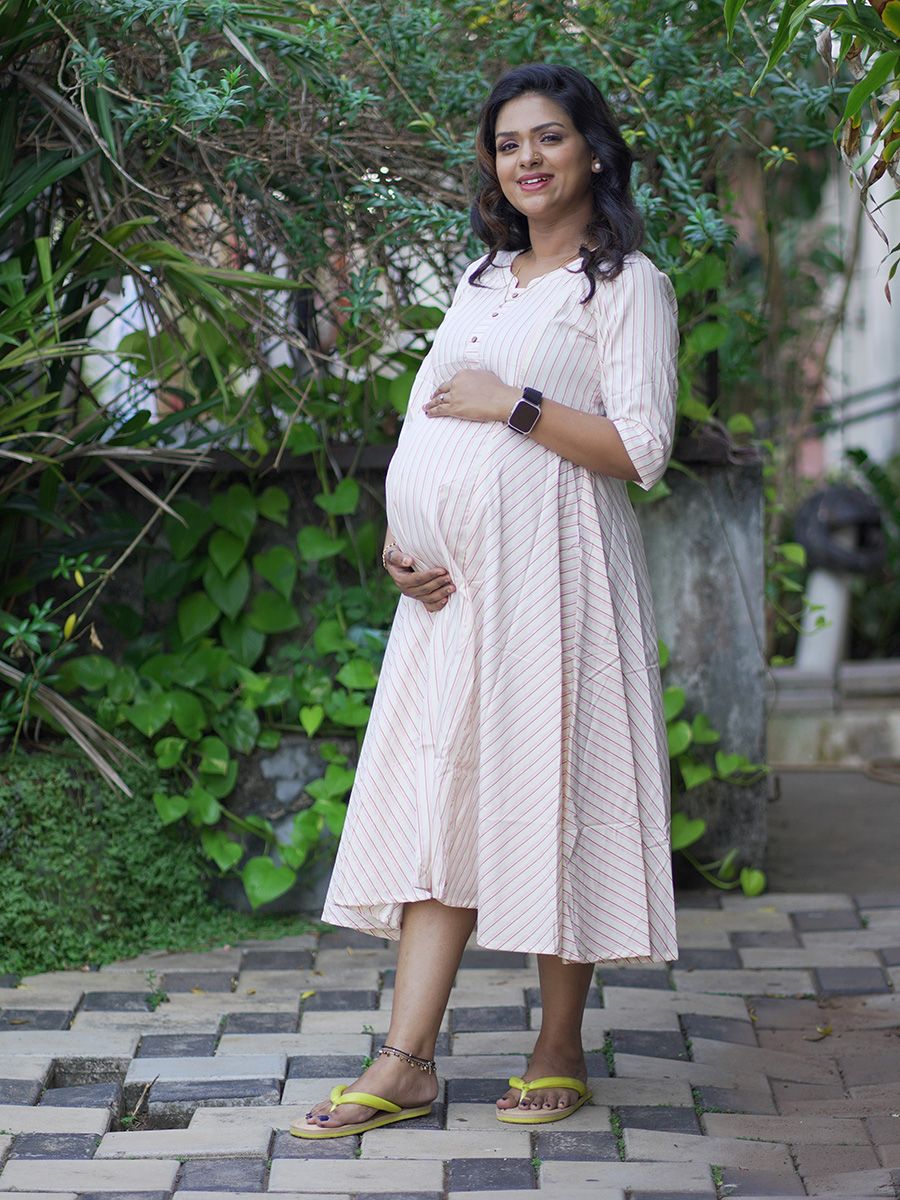 Maternity Organic Short Dress- Joel Pink