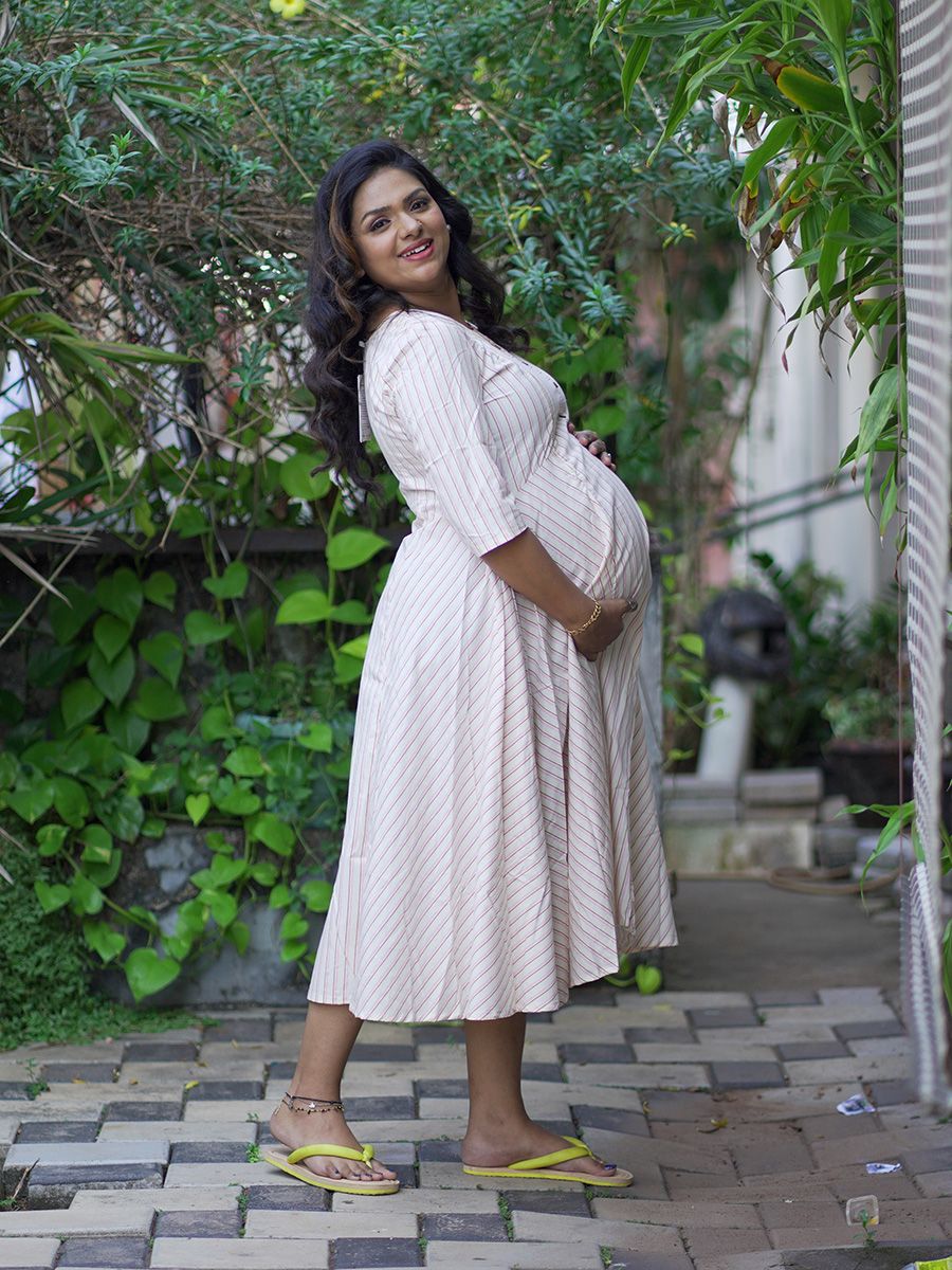 Maternity Organic Short Dress- Joel Pink