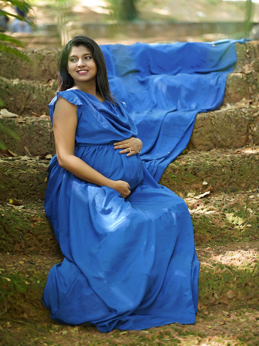 Maternity Fly Gown- dark blue