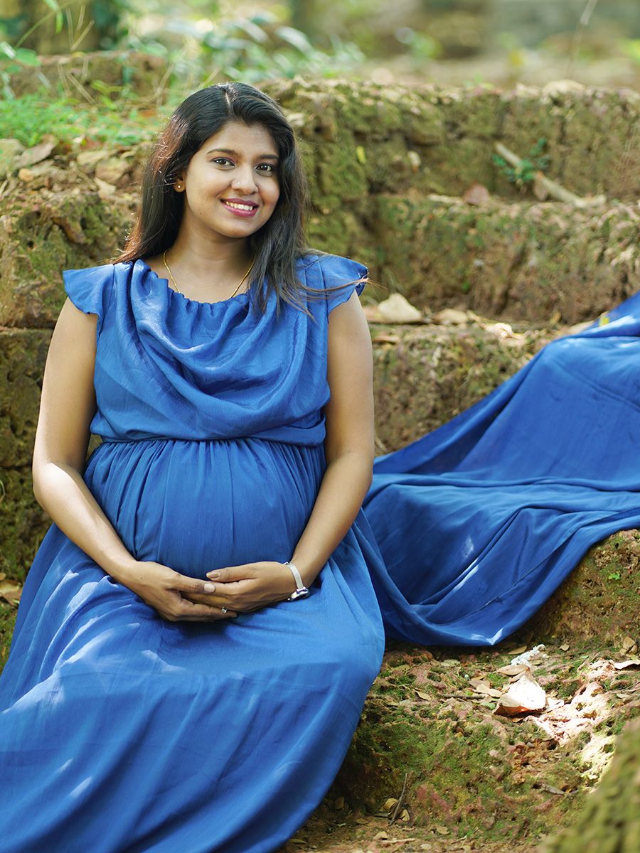 Maternity Fly Gown- dark blue