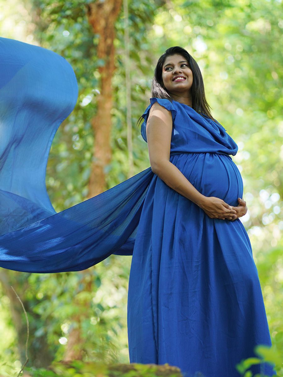 Maternity Fly Gown- dark blue