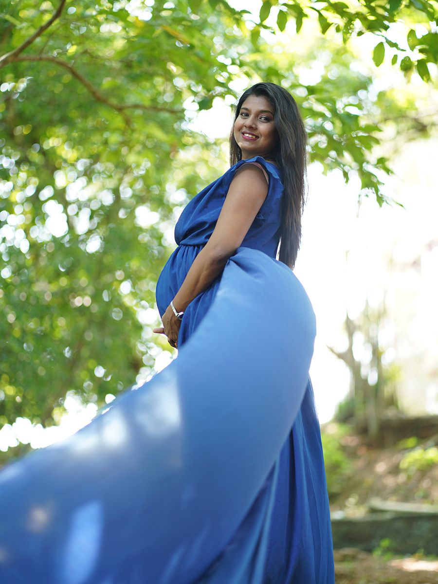 Maternity Fly Gown- dark blue