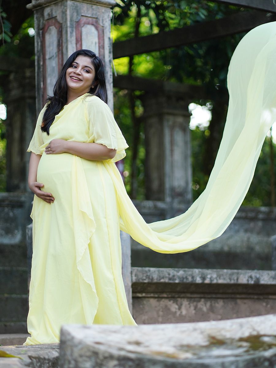 Maternity Fly Gown- Lemon Yellow