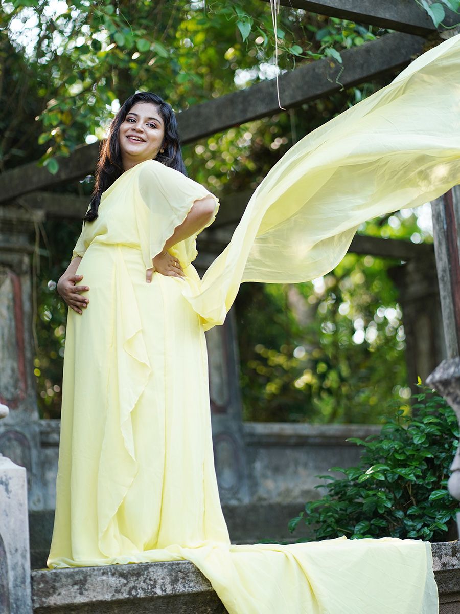 Maternity Fly Gown- Lemon Yellow