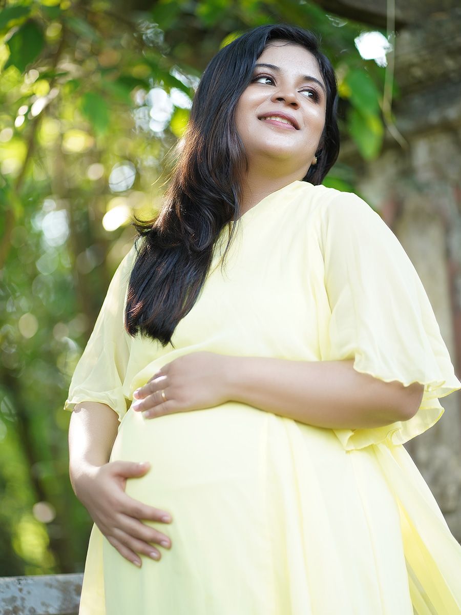 Maternity Fly Gown- Lemon Yellow