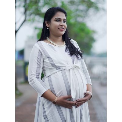 Maternity Short Zipless Dress - Amora Black & White