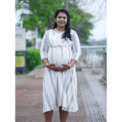 Maternity Short Zipless Dress - Amora Black & White