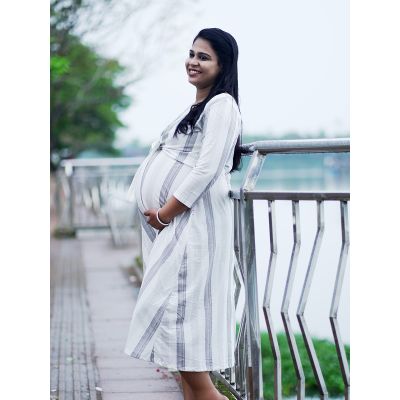 Maternity Short Zipless Dress - Amora Black & White