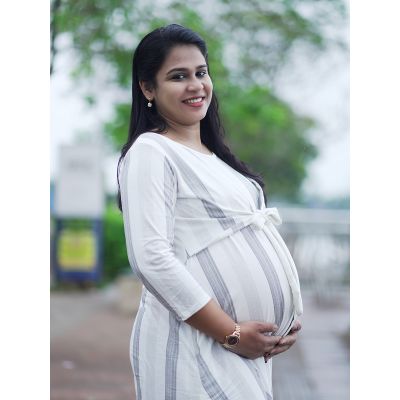 Maternity Short Zipless Dress - Amora Black & White