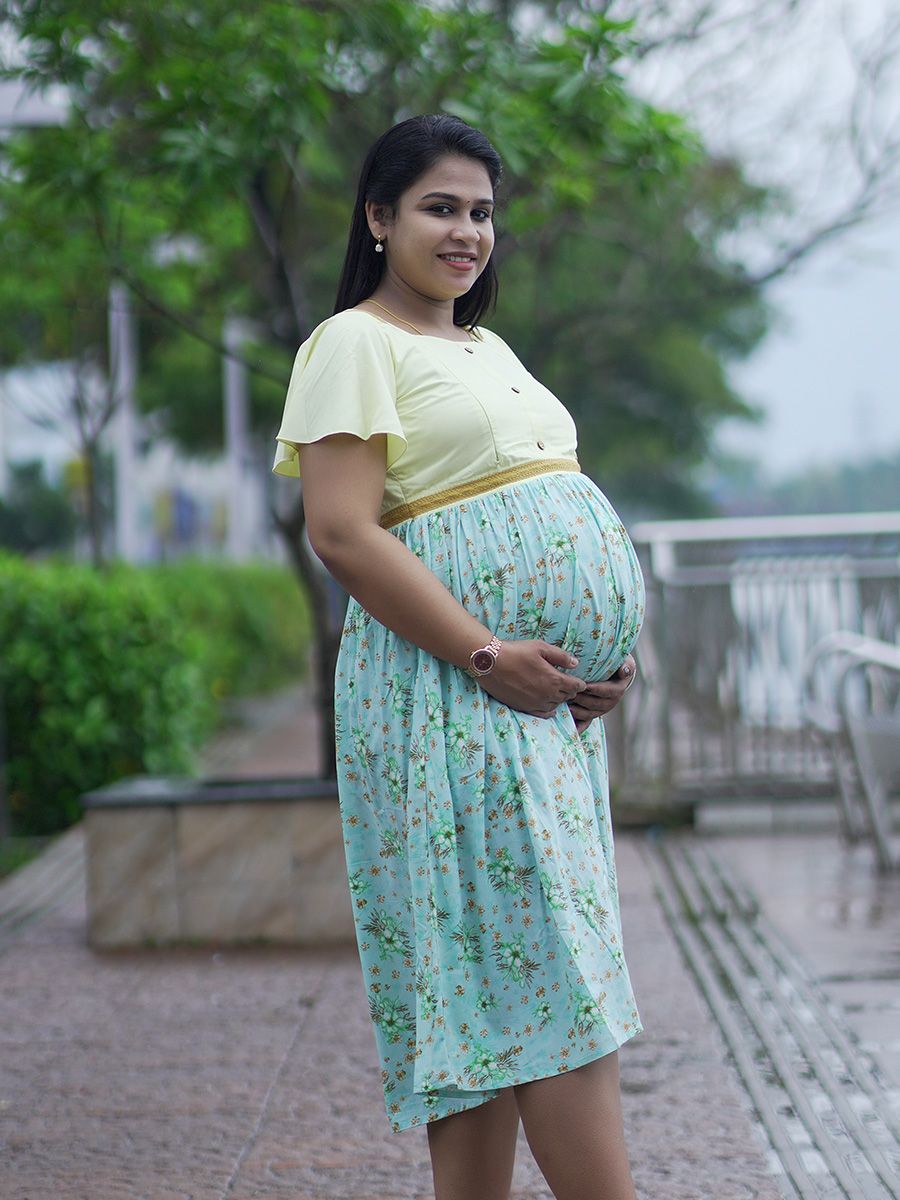 Maternity Short Dress - Avery Green