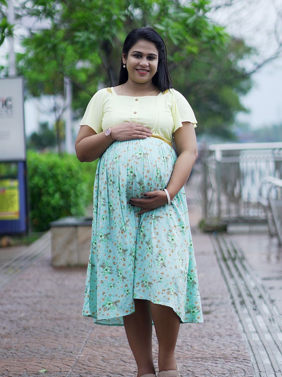 Maternity Short Dress - Avery Green
