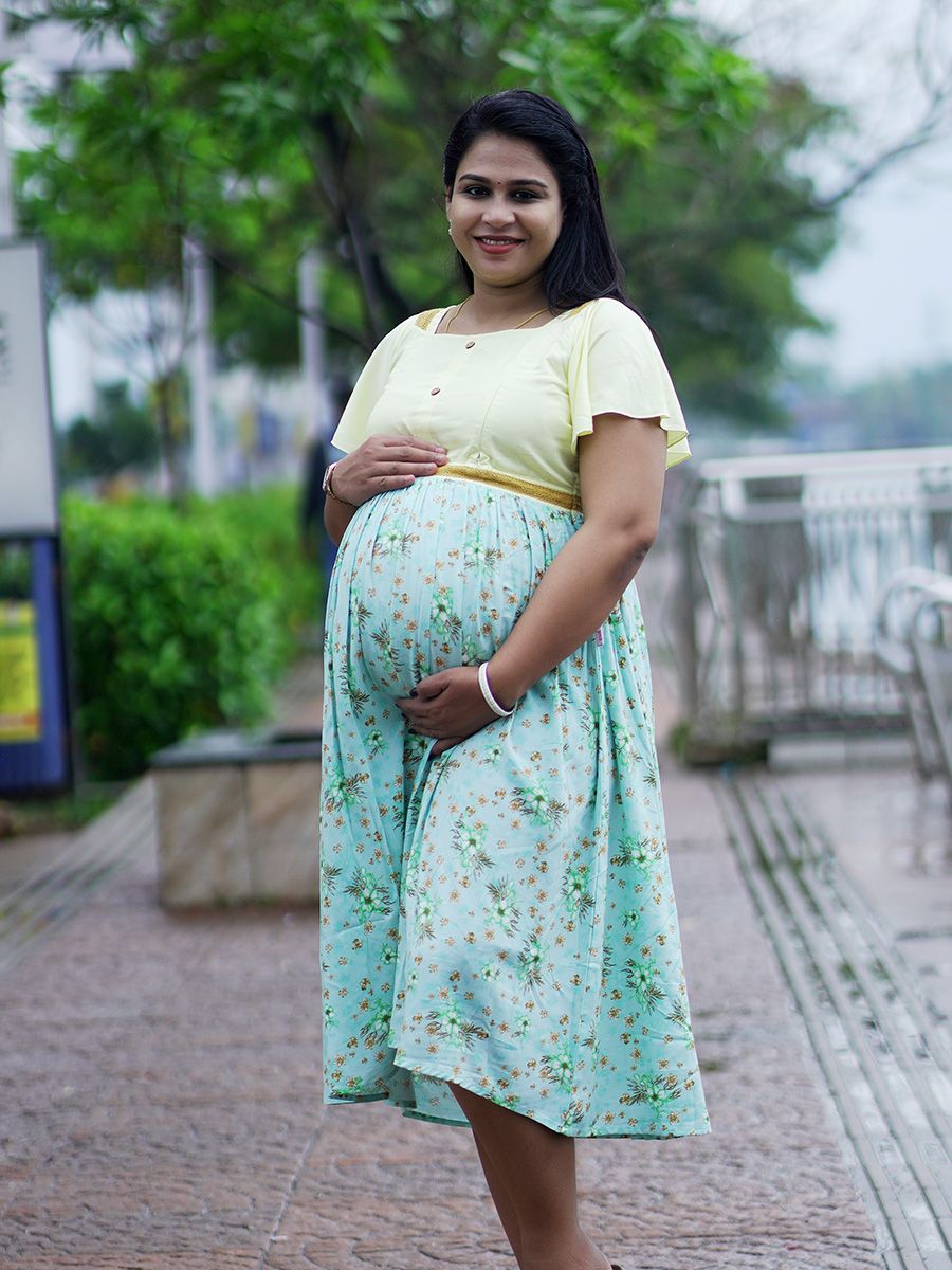 Maternity Short Dress - Avery Green