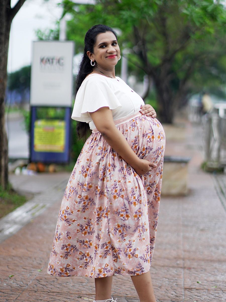 Maternity Short Dress - Avery Brown