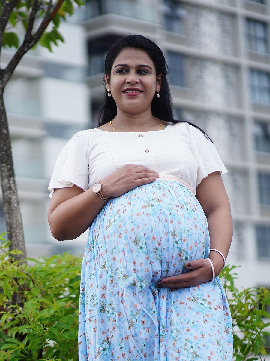 Maternity Short Dress - Light Blue