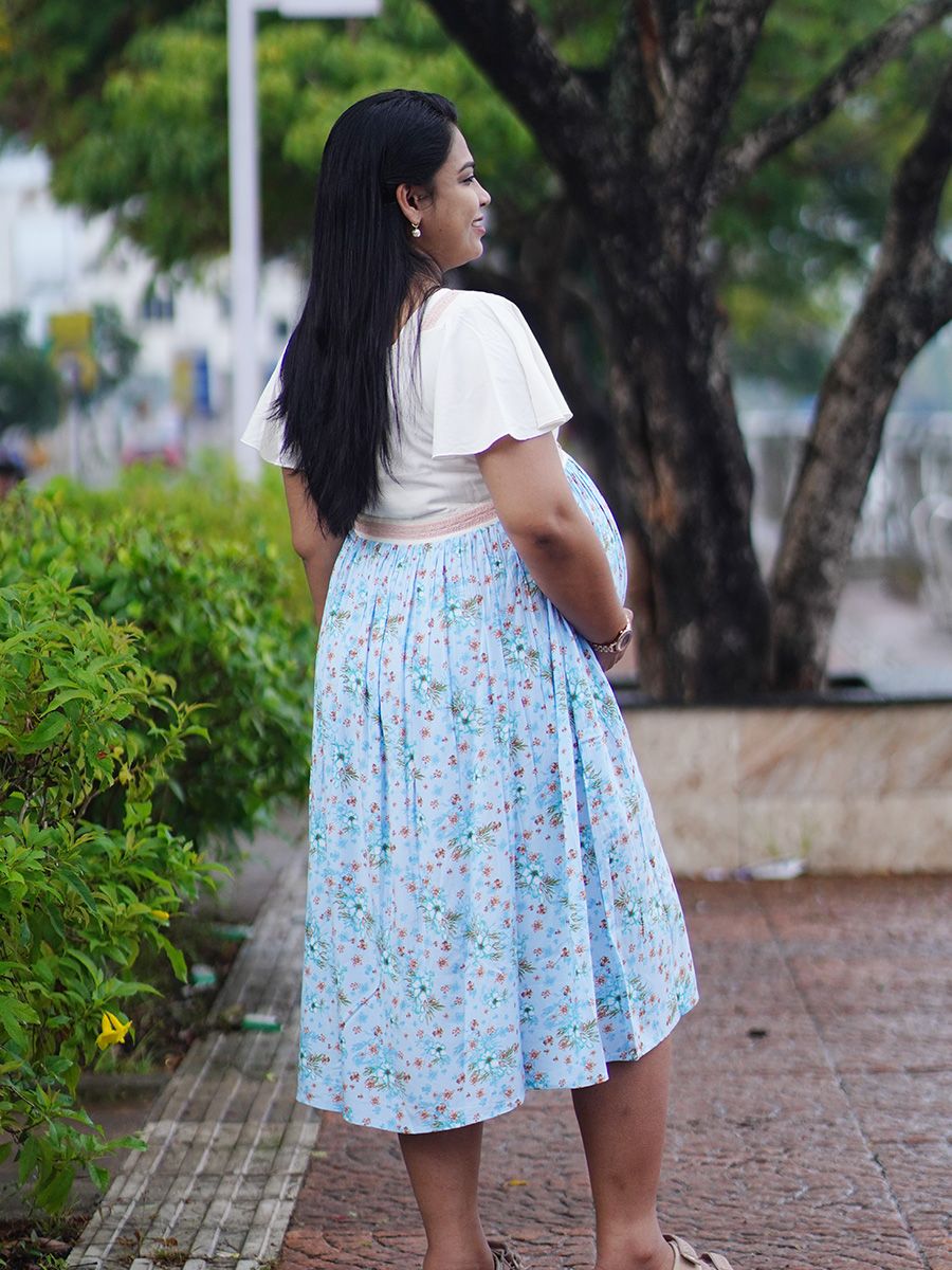 Maternity Short Dress - Light Blue