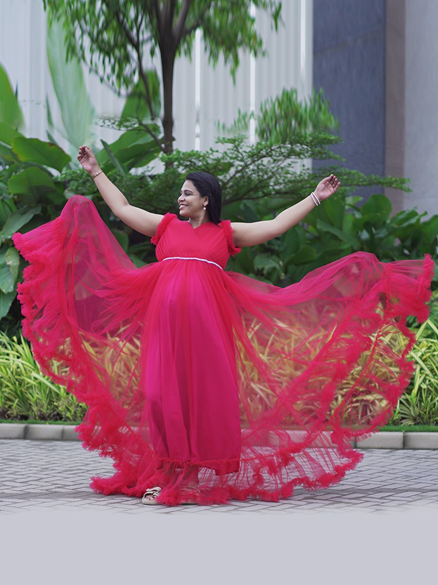 Maternity Baby Shower Gown - Magenta