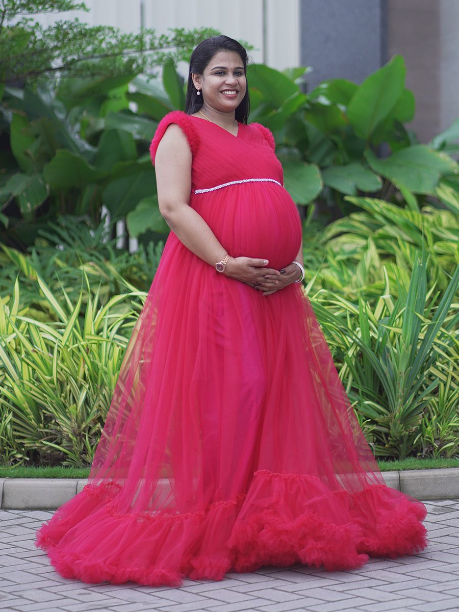 Maternity Baby Shower Gown - Magenta