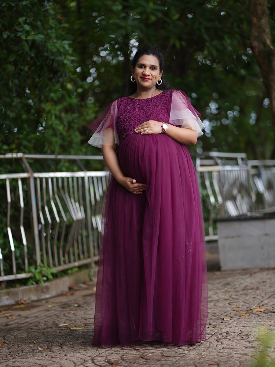 Maternity Baby Shower Gown - Wine