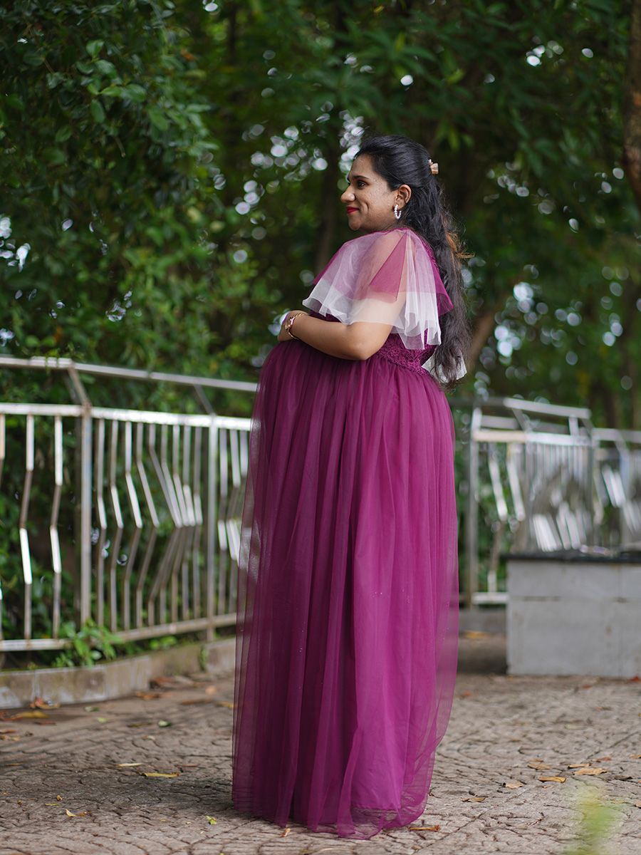 Maternity Baby Shower Gown - Wine