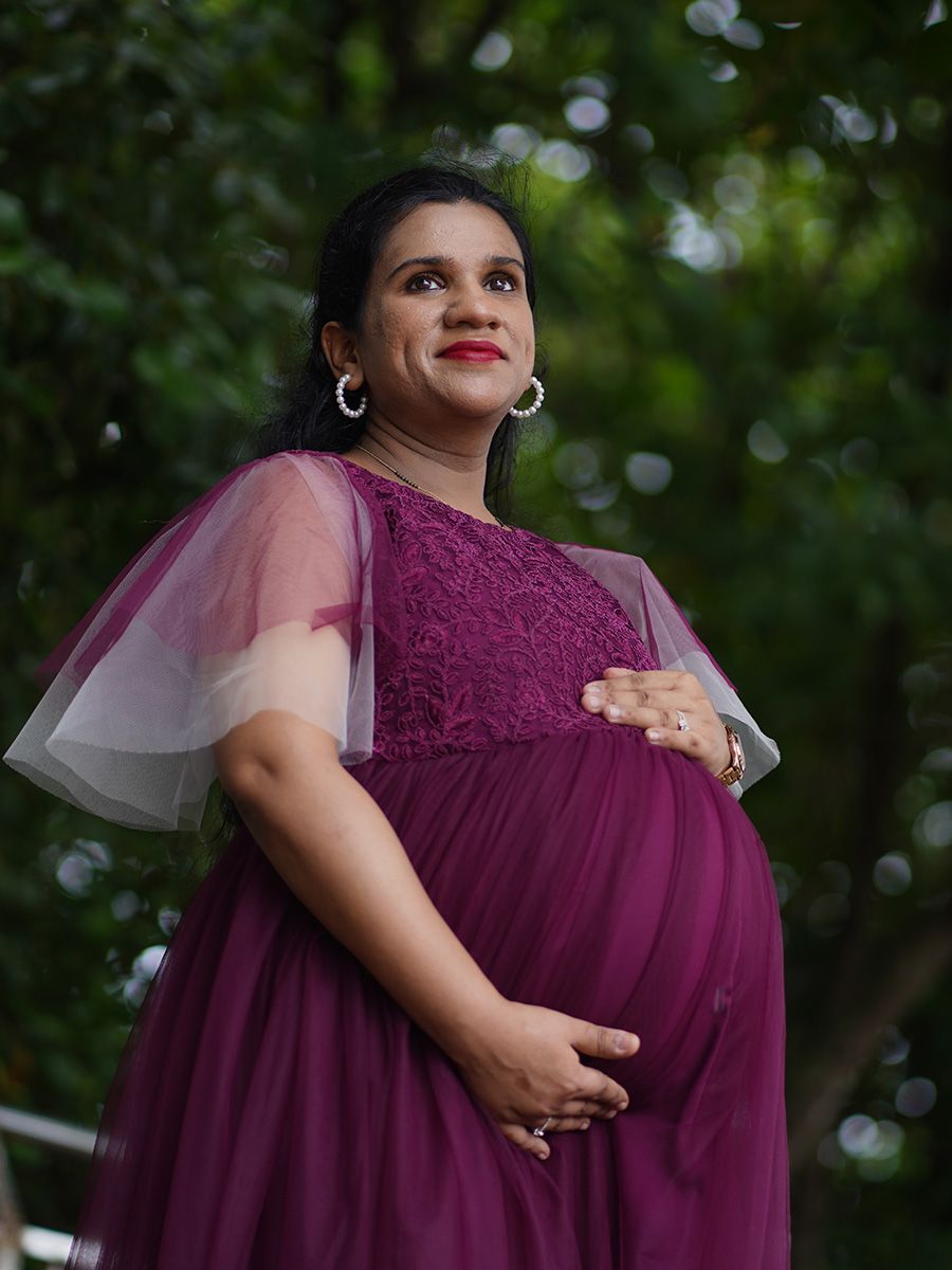 Maternity Baby Shower Gown - Wine