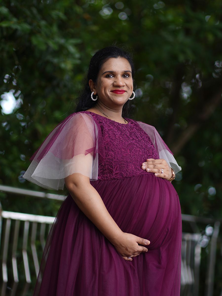 Maternity Baby Shower Gown - Wine