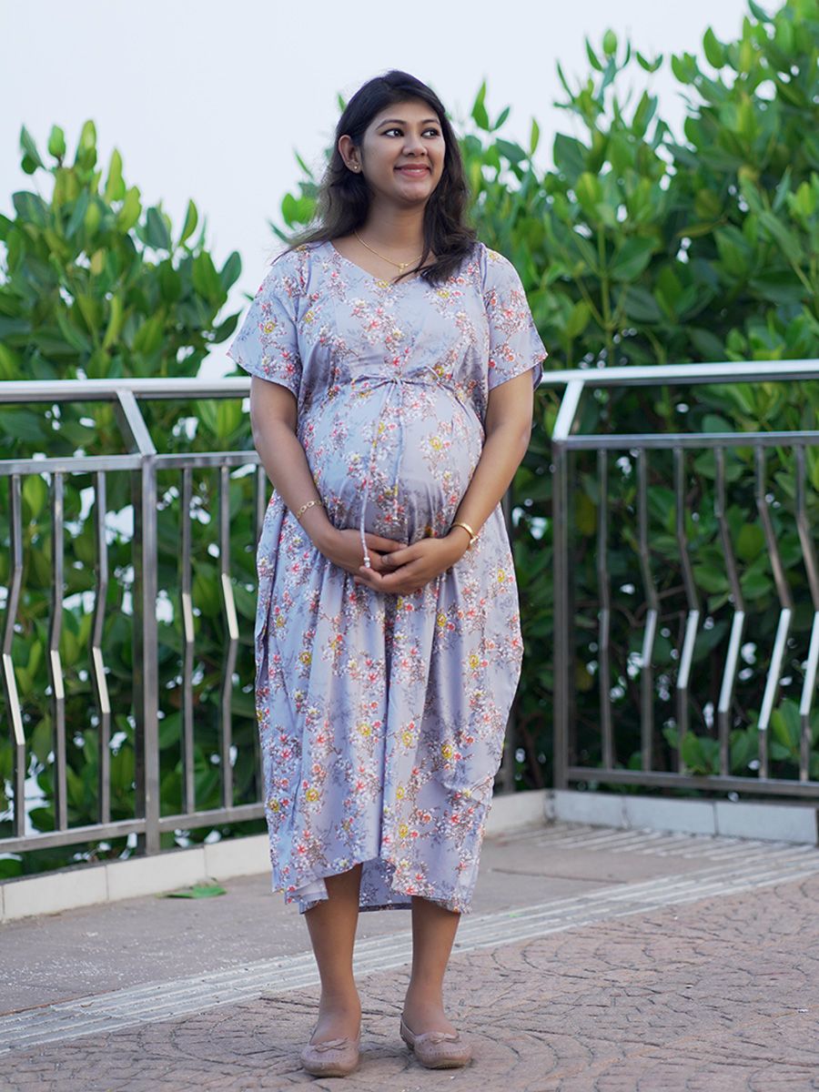 Maternity Short Night Gown Kaftan- Bex Ash