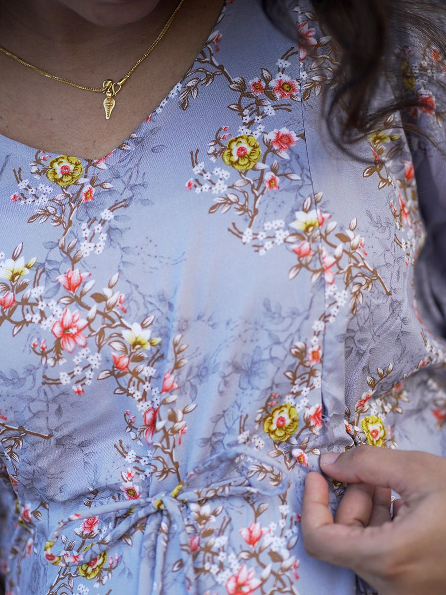 Maternity Short Night Gown Kaftan- Bex Ash