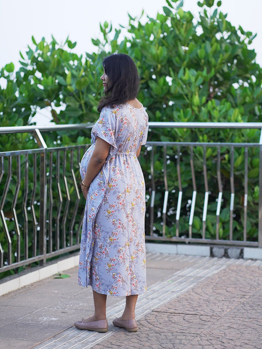 Maternity Short Night Gown Kaftan- Bex Ash