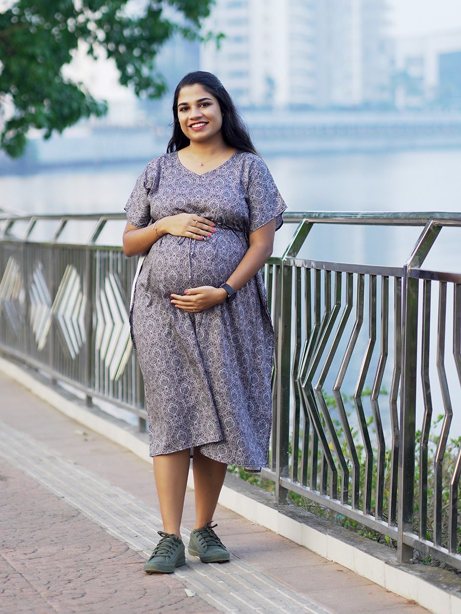 Maternity Short Night Gown Kaftan- Bex Black