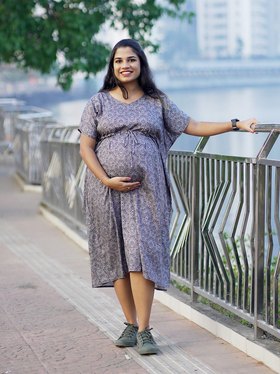 Maternity Short Night Gown Kaftan- Bex Black