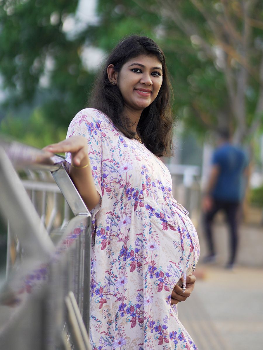 Maternity Short Night Gown Kaftan- Bex Cream