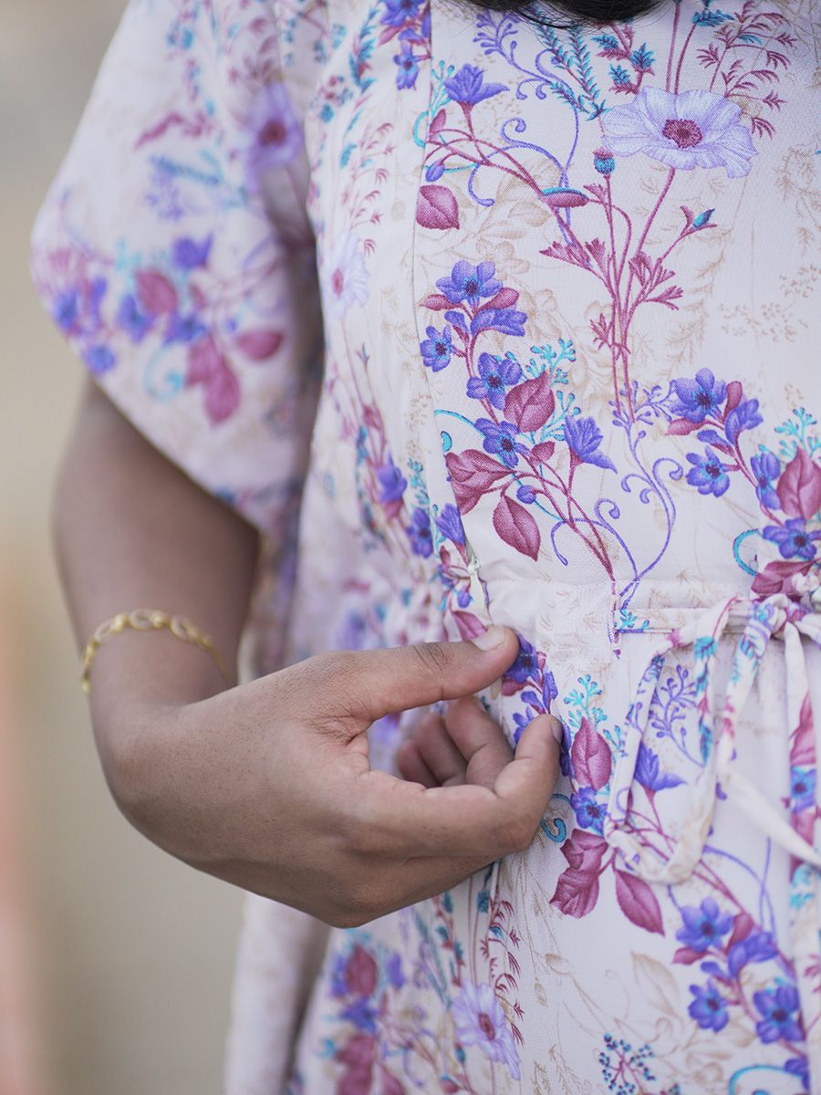 Maternity Short Night Gown Kaftan- Bex Cream