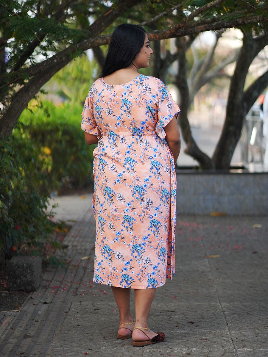 Maternity Short Night Gown Kaftan- Bex Peach