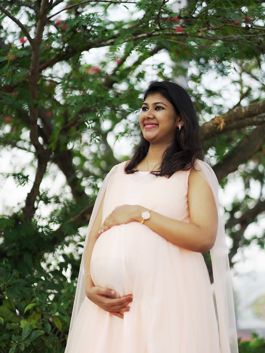 Baby Shower Peach Net Fly Gown