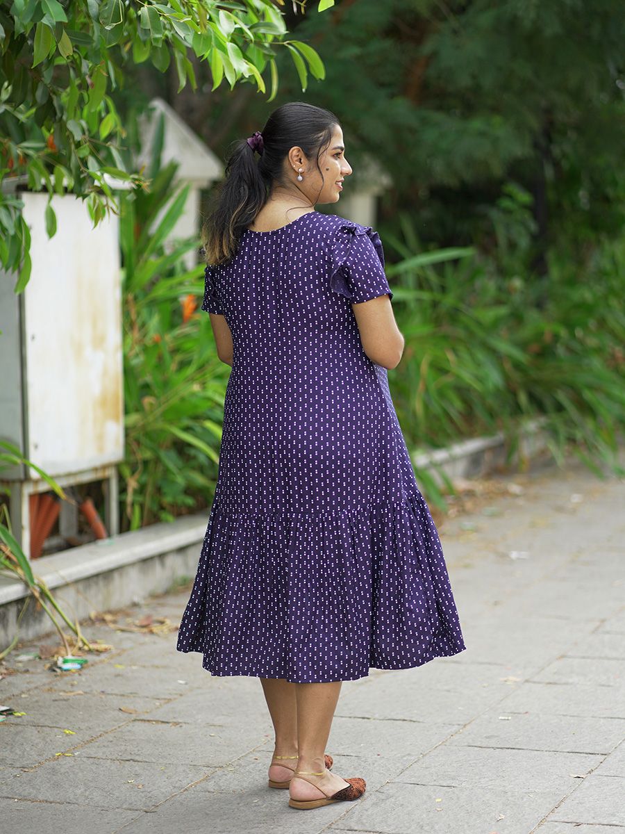 Maternity Short Night Gown- Dola Navy Blue