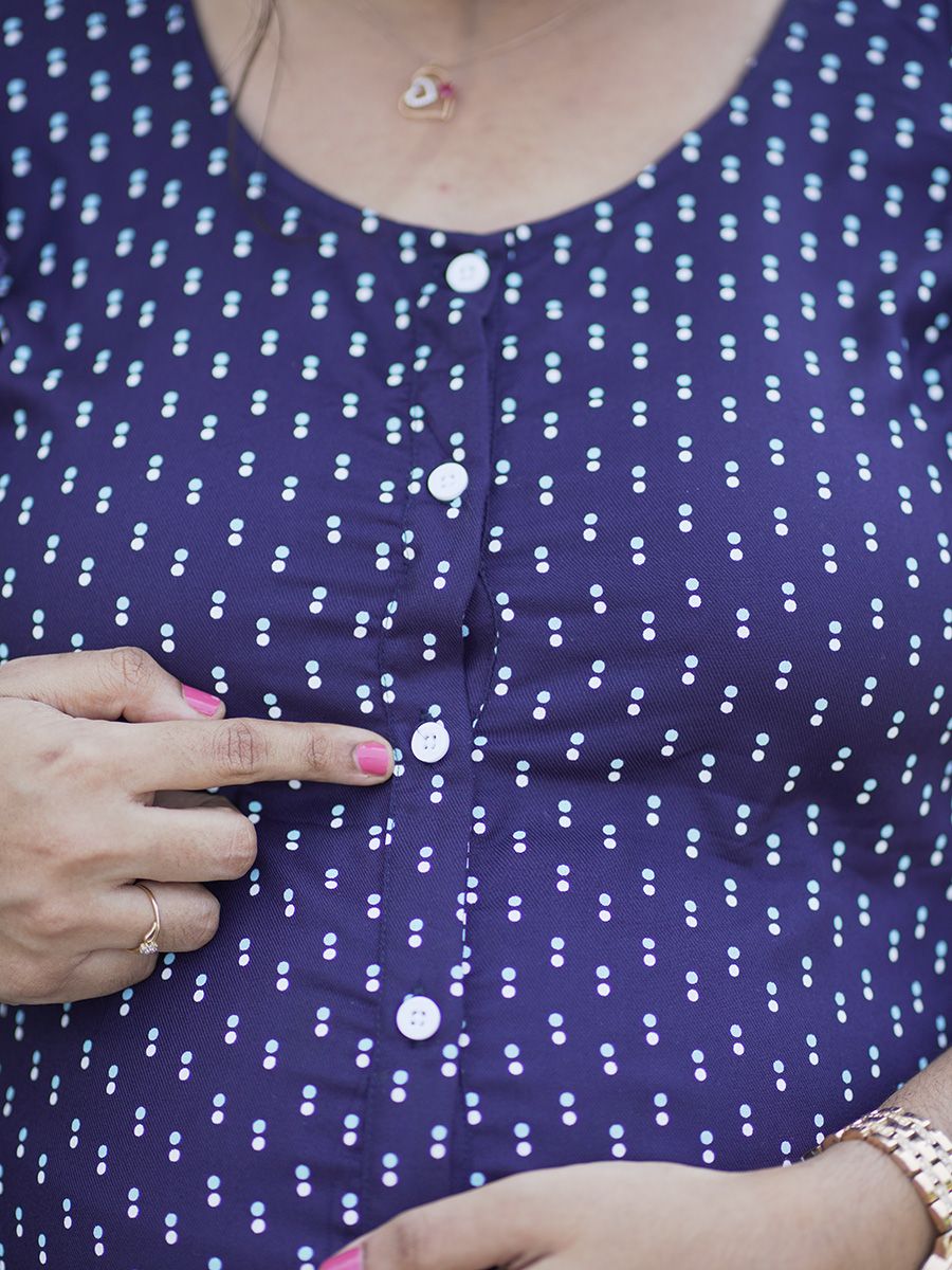 Maternity Short Night Gown- Dola Navy Blue