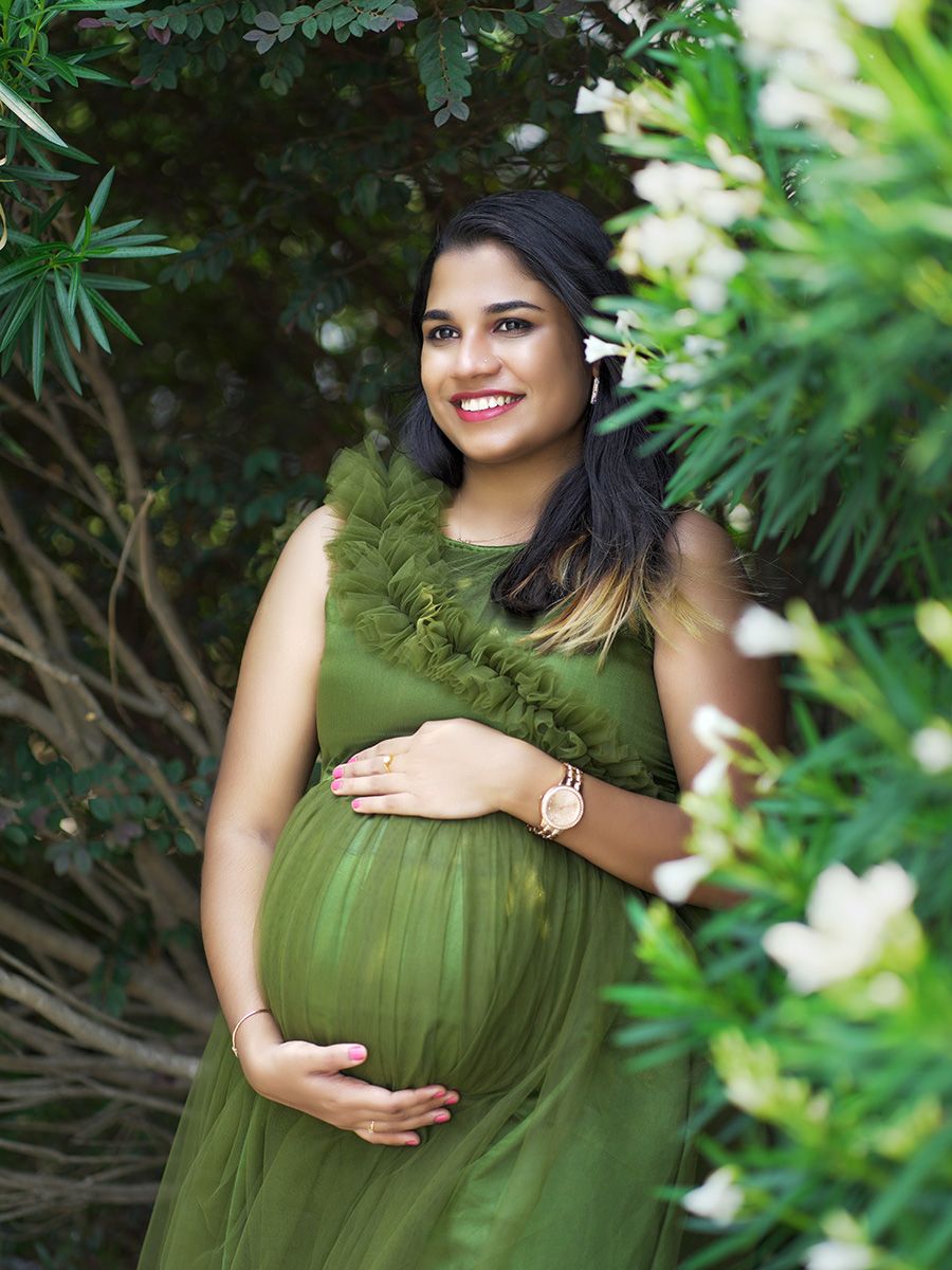 Baby Shower Green Net Gathers Gown