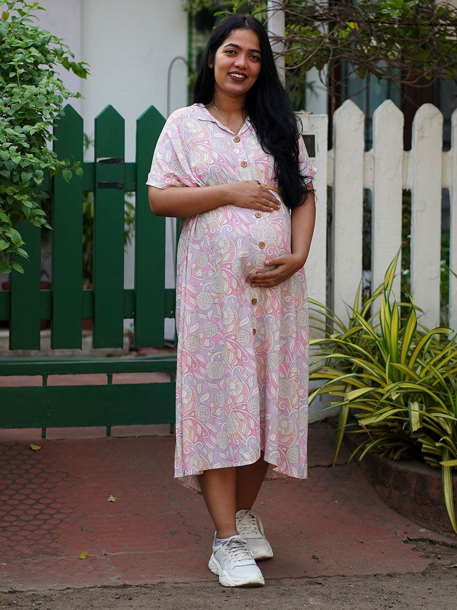 Maternity Midi Dress Stasia Pink