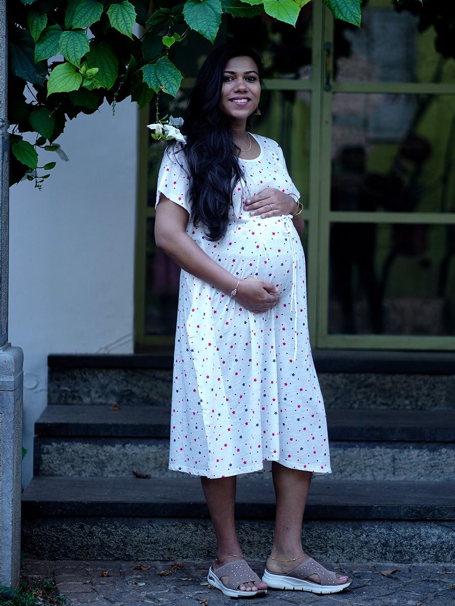 Maternity Knit Short Gown - Kaftan Colour